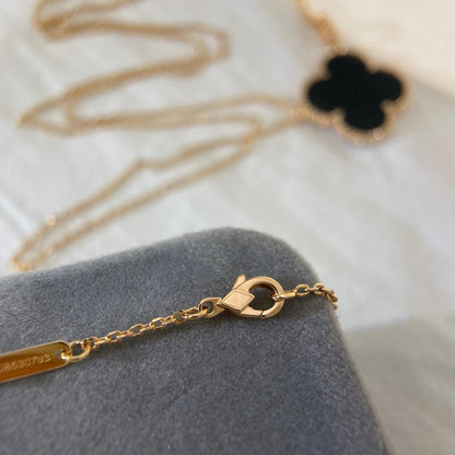 [moco jewelrys]CLOVER 25MM NECKLACE GOLD ONYX