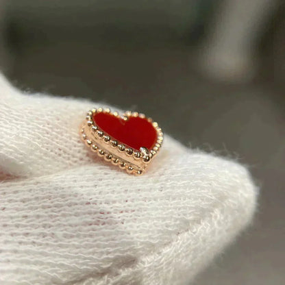 [moco jewelrys]HEART CARNELIAN STUD EARRINGS