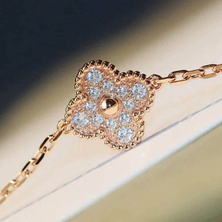 [moco jewelrys]CLOVER 20 MOTIFS LASER DIAMOND NECKLACE