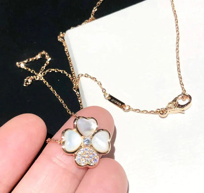 [moco jewelrys]CLOVER MOP DIAMOND ROSE GOLD NECKLACE