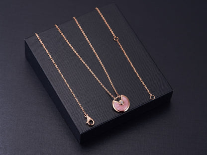 [moco jewelrys]AMULETTE ROSE GOLD PINK MOP NECKLACE
