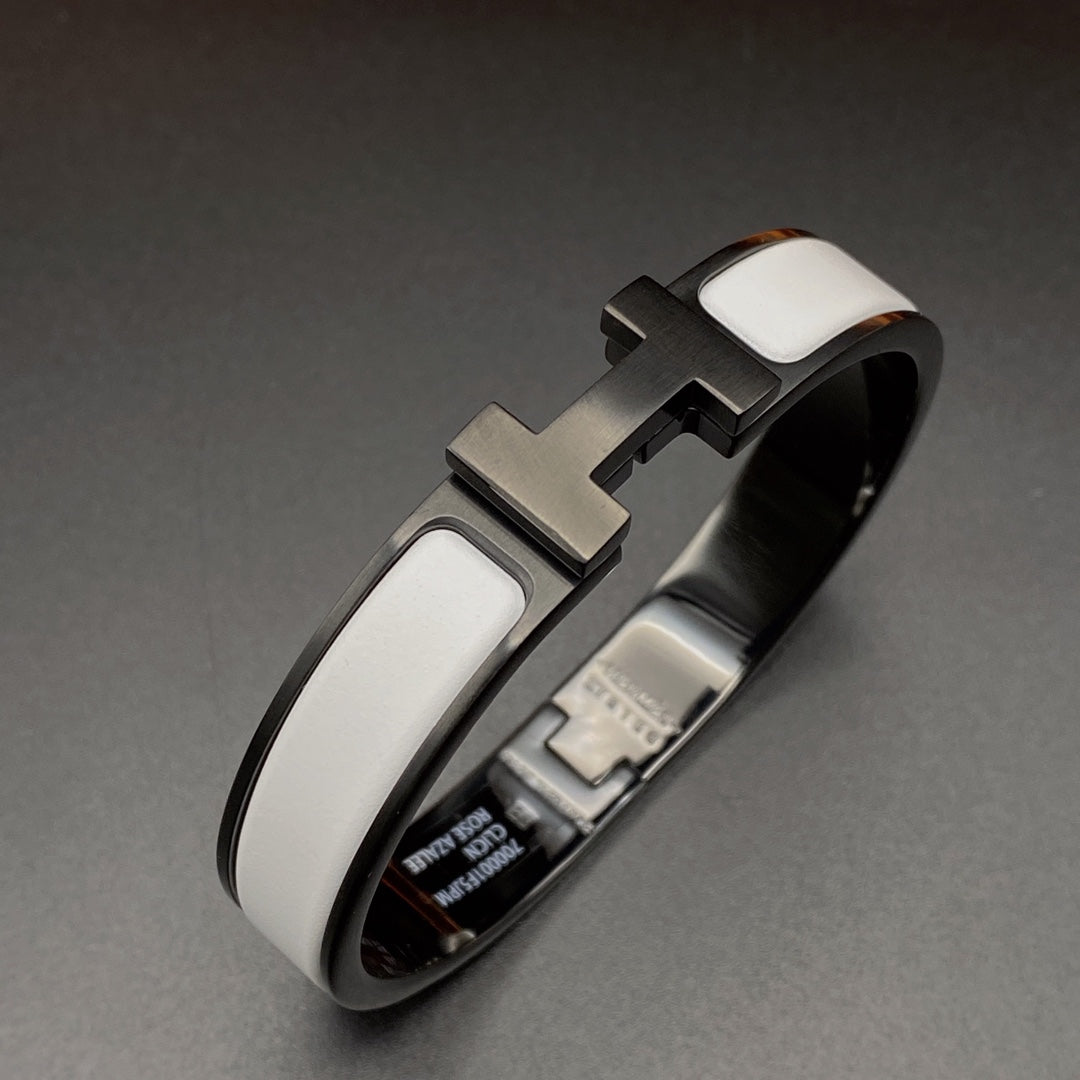 [moco jewelrys]H BRACELET 12MM BLACK WHITE CERAMIC