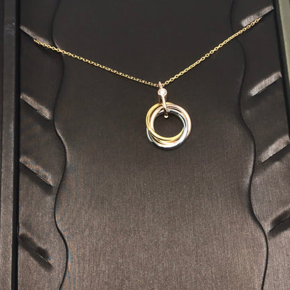 [moco jewelrys]TRINITY SILVER GOLD PINK GOLD NECKLACE