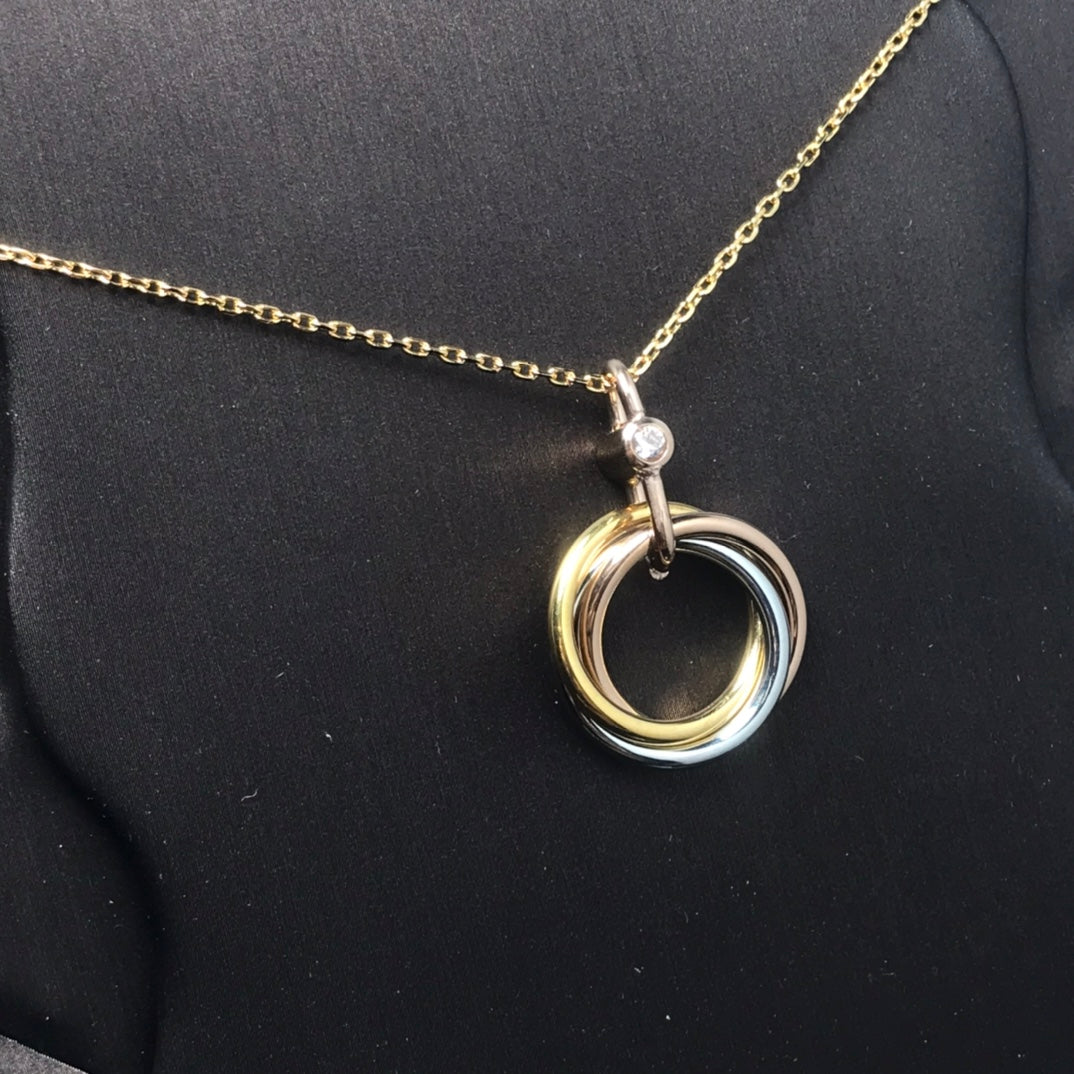 [moco jewelrys]TRINITY SILVER GOLD PINK GOLD NECKLACE