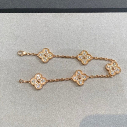 [Moco jewelrys] CLOVER 5 MOTIF FULL DIAMOND BRACELET COLLECTION