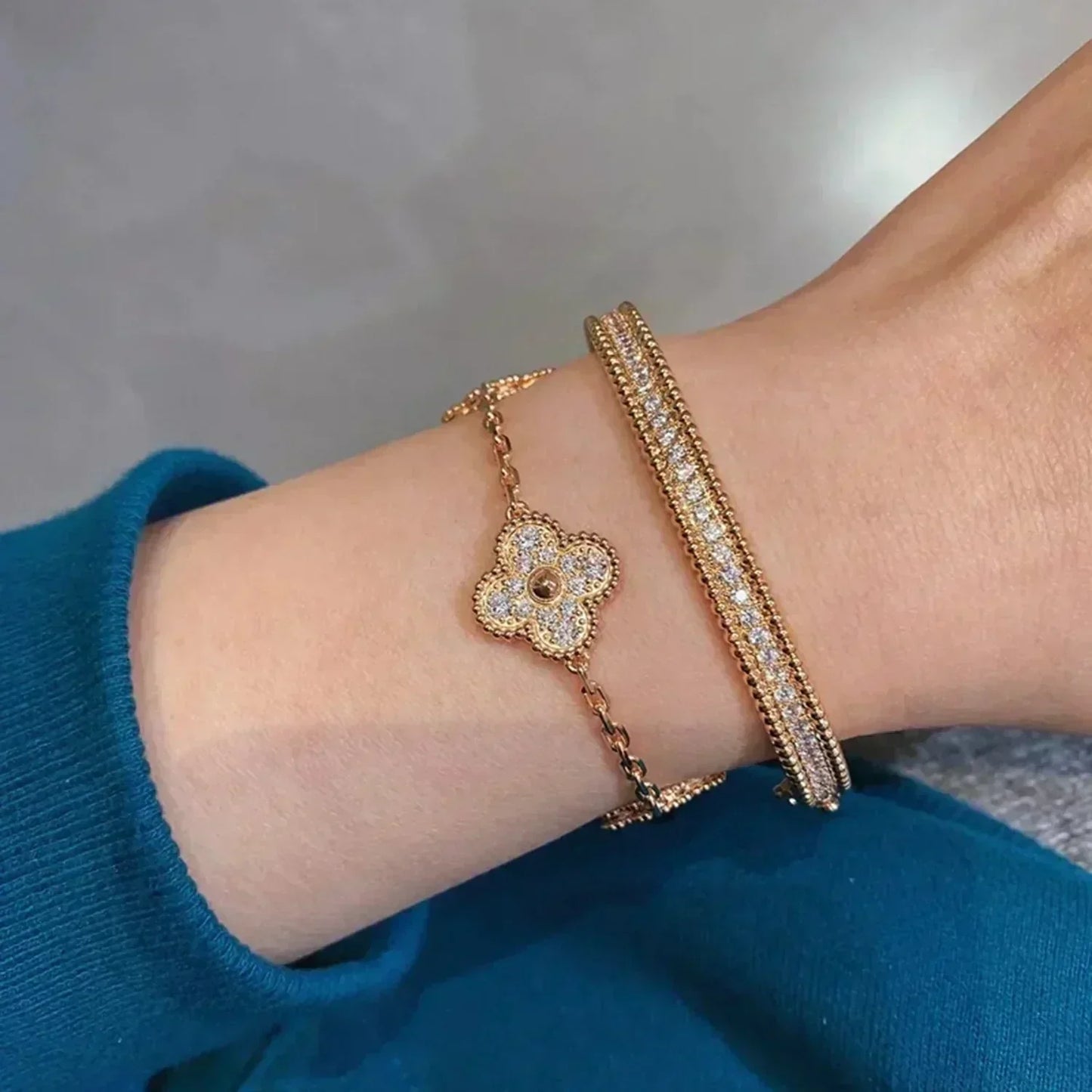 [Moco jewelrys] CLOVER 5 MOTIF FULL DIAMOND BRACELET COLLECTION