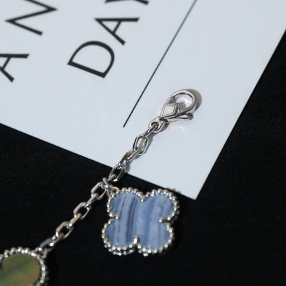 [moco jewelrys]CLOVER BRACELET 5 MOTIFS MOP CHALCEDONY SILVER