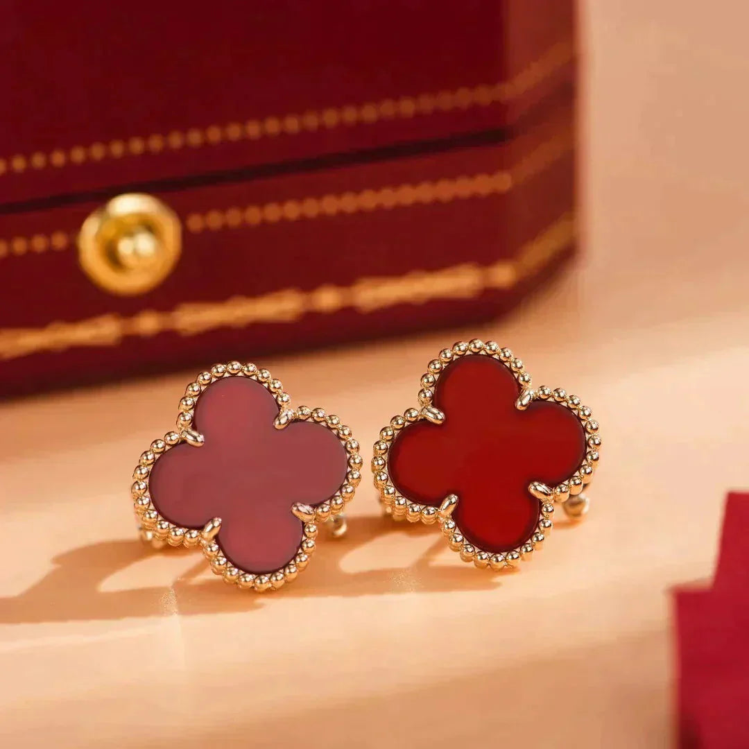 [moco jewelrys]CLOVER MEDIUM 1 MOTIFS CARNELIAN  EARRINGS