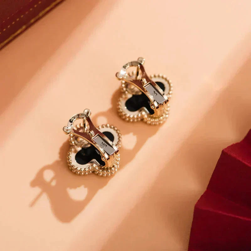 [moco jewelrys]CLOVER MEDIUM 1 MOTIFS  ONYX STUD EARRINGS