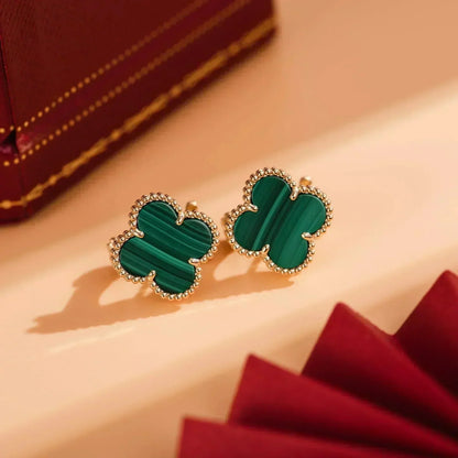 [moco jewelrys]CLOVER MEDIUM 1 MOTIFS MALACHITE  EARRINGS