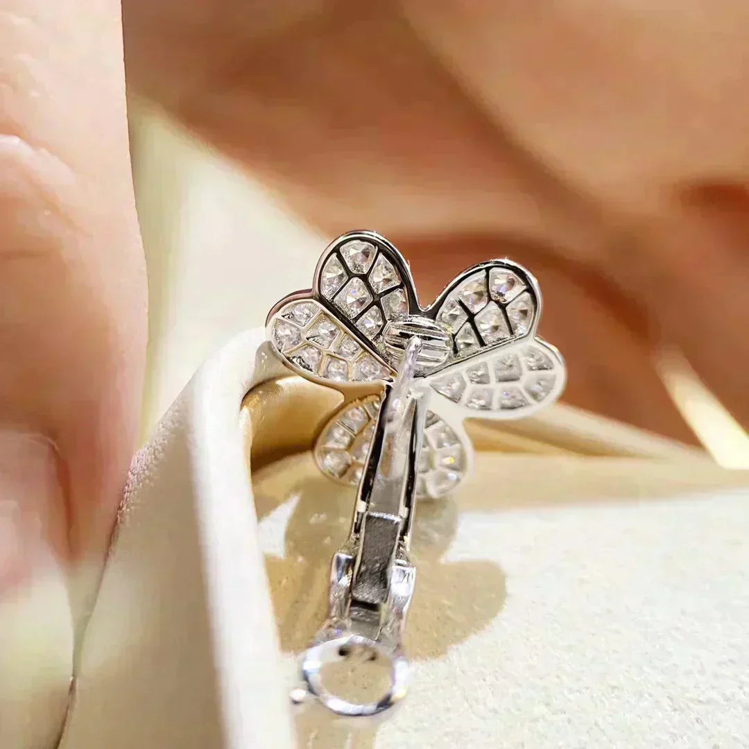 [moco jewelrys]CLOVER COMOS DIAMOND EARRINGS SILVER