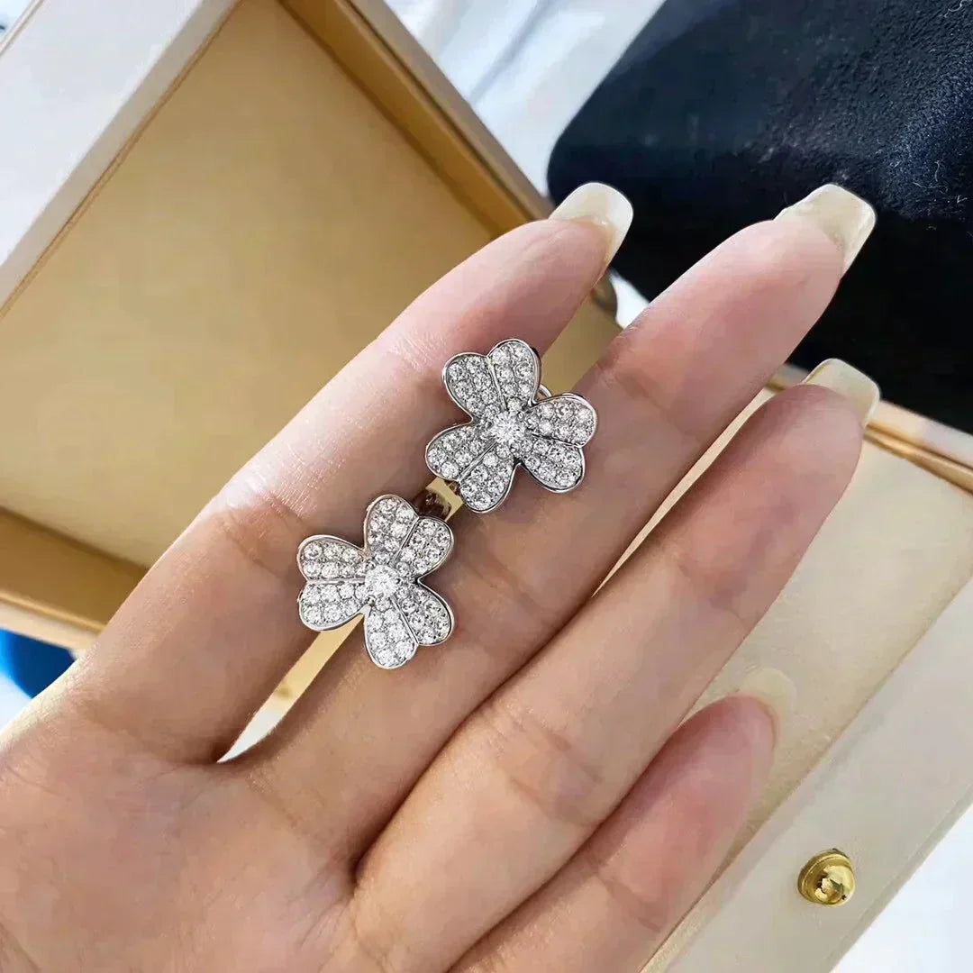 [moco jewelrys]CLOVER COMOS DIAMOND EARRINGS SILVER