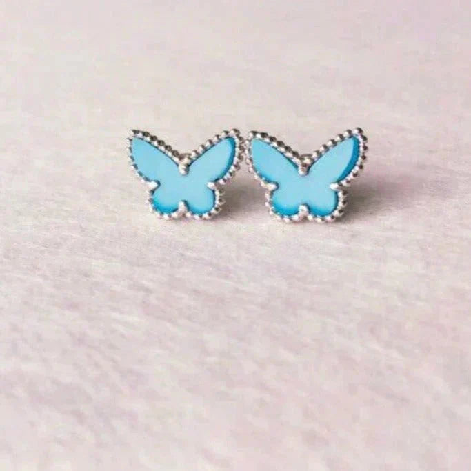 [moco jewelrys]BUTTERFLY TURQUOISE EARRINGS SILVER