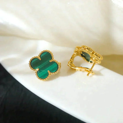 [moco jewelrys]CLOVER MEDIUM 1 MOTIFS MALACHITE  EARRINGS