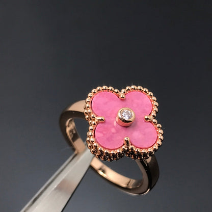 [moco jewelrys]CLOVER RHODONITE ROSE GOLD RING