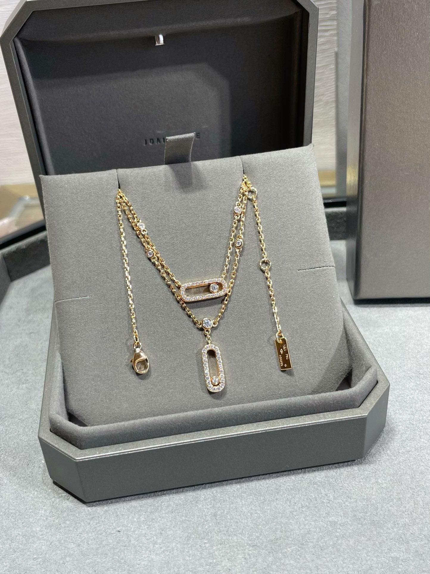 [moco jewelrys ]MOVE 2 ROW DIAMOND NECKLACE