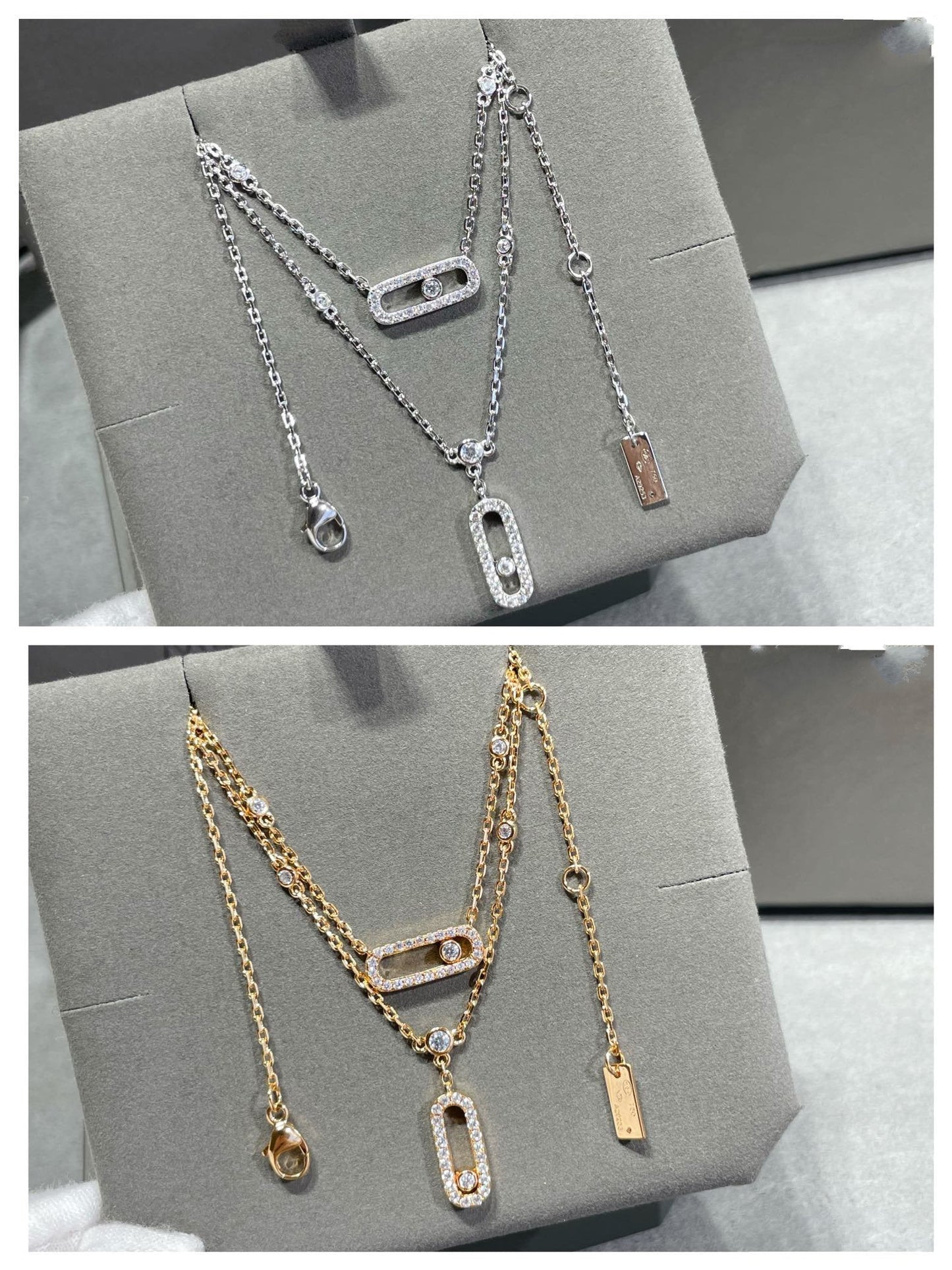 [moco jewelrys ]MOVE 2 ROW DIAMOND NECKLACE