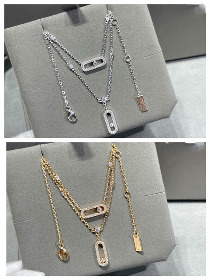 [moco jewelrys ]MOVE 2 ROW DIAMOND NECKLACE