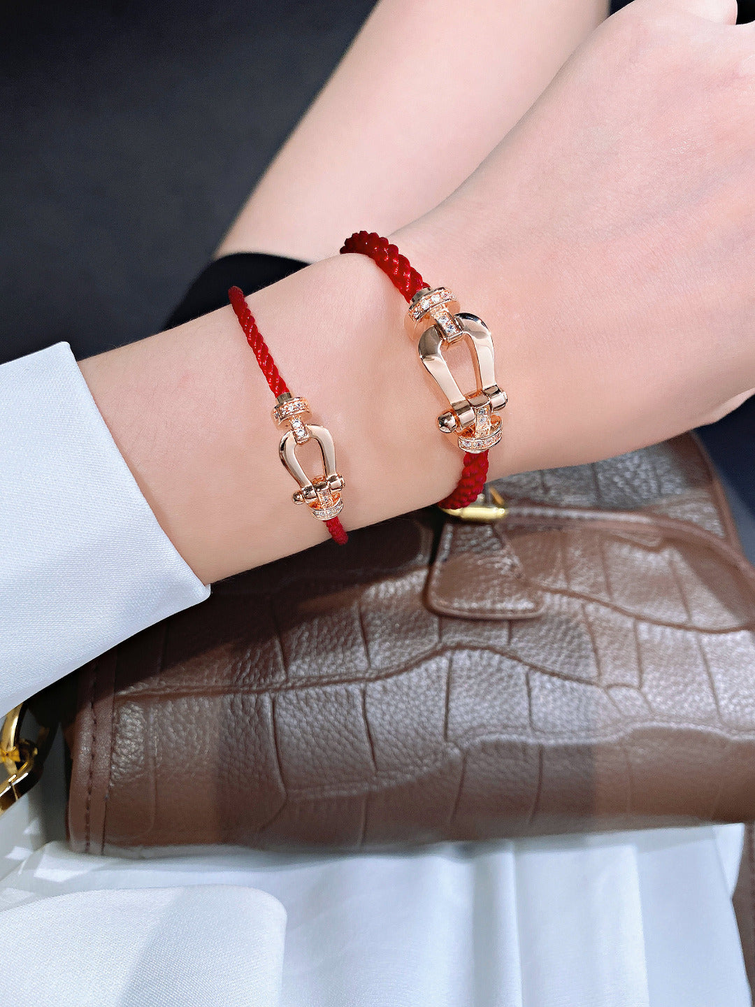 [moco jewelrys]FORCE 10 HALF DIAMOND PINK GOLD RED CORDERI LARGE AND MEDIUM MODEL