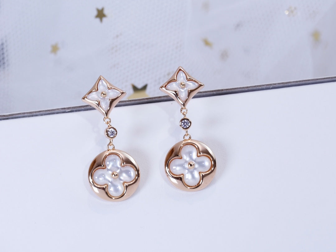 [moco jewelrys]STAR AND SUN PINK GOLD MOP DROP EARRINGS