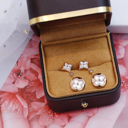 [moco jewelrys]STAR AND SUN PINK GOLD MOP DROP EARRINGS