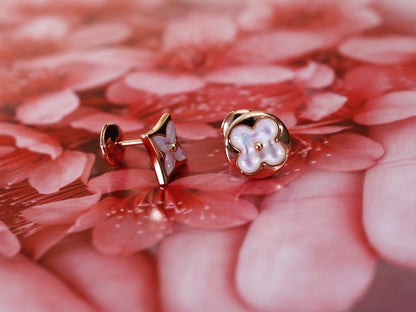 [moco jewelrys]STAR AND SUN PINK GOLD MOP STUD EARRINGS
