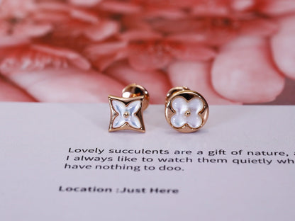 [moco jewelrys]STAR AND SUN PINK GOLD MOP STUD EARRINGS
