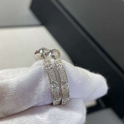 [moco jewelrys]LOVE DIAMOND SILVER HOOP EARRINGS