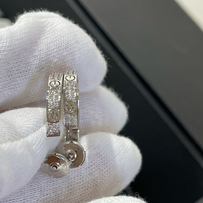 [moco jewelrys]LOVE DIAMOND SILVER HOOP EARRINGS