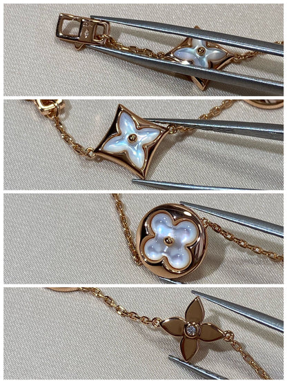 [moco jewelrys]STAR AND SUN 5 MOTIF MOP PINK GOLD BRACELET