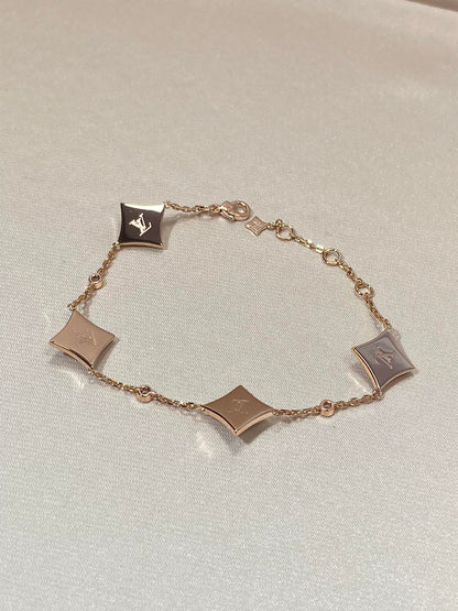 [moco jewelrys]STAR 4 MOTIF MOP DIAMOND PINK GOLD BRACELET