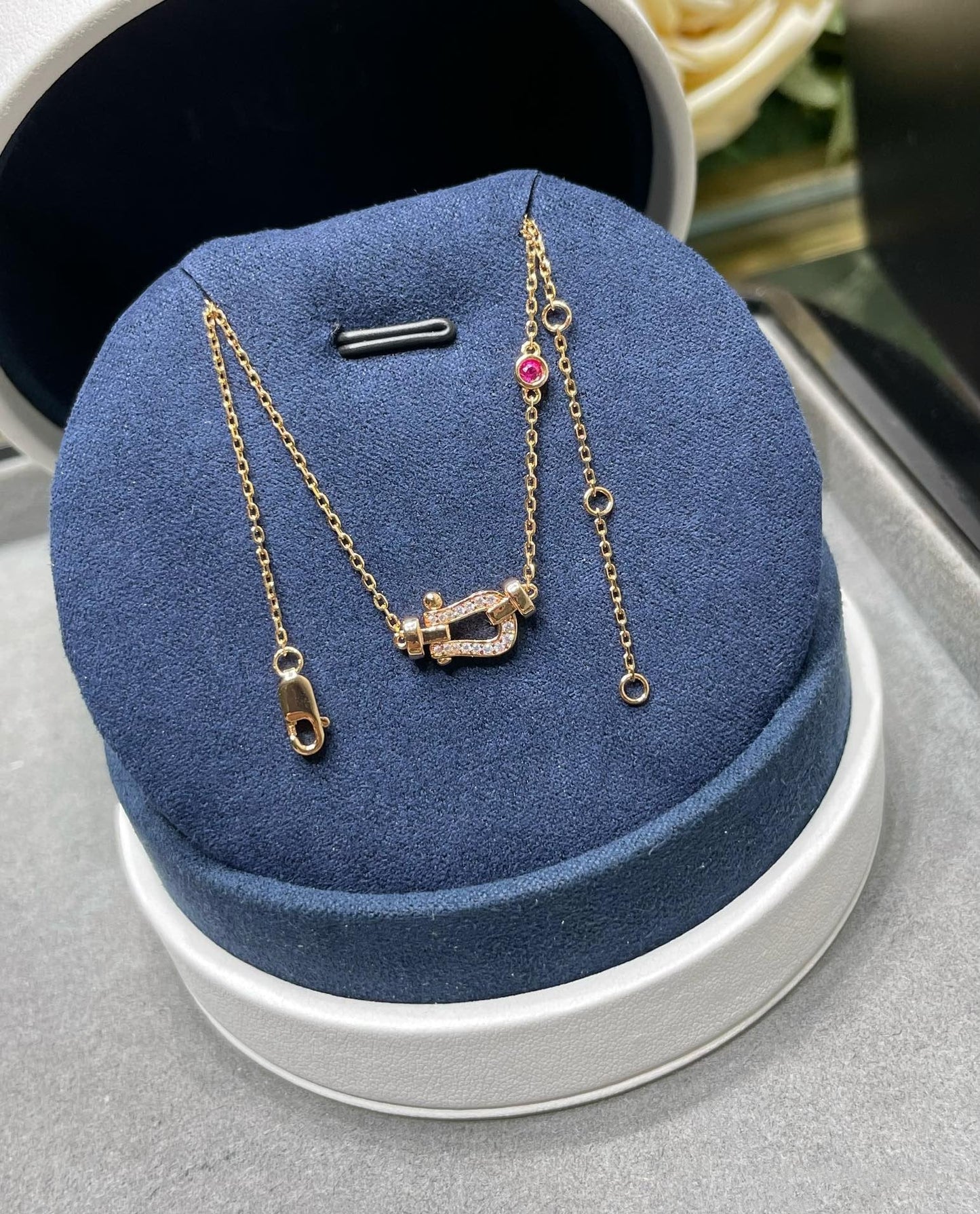 [moco jewelrys]FORCE 10 DIAMOND PINK GOLD NECKLACE