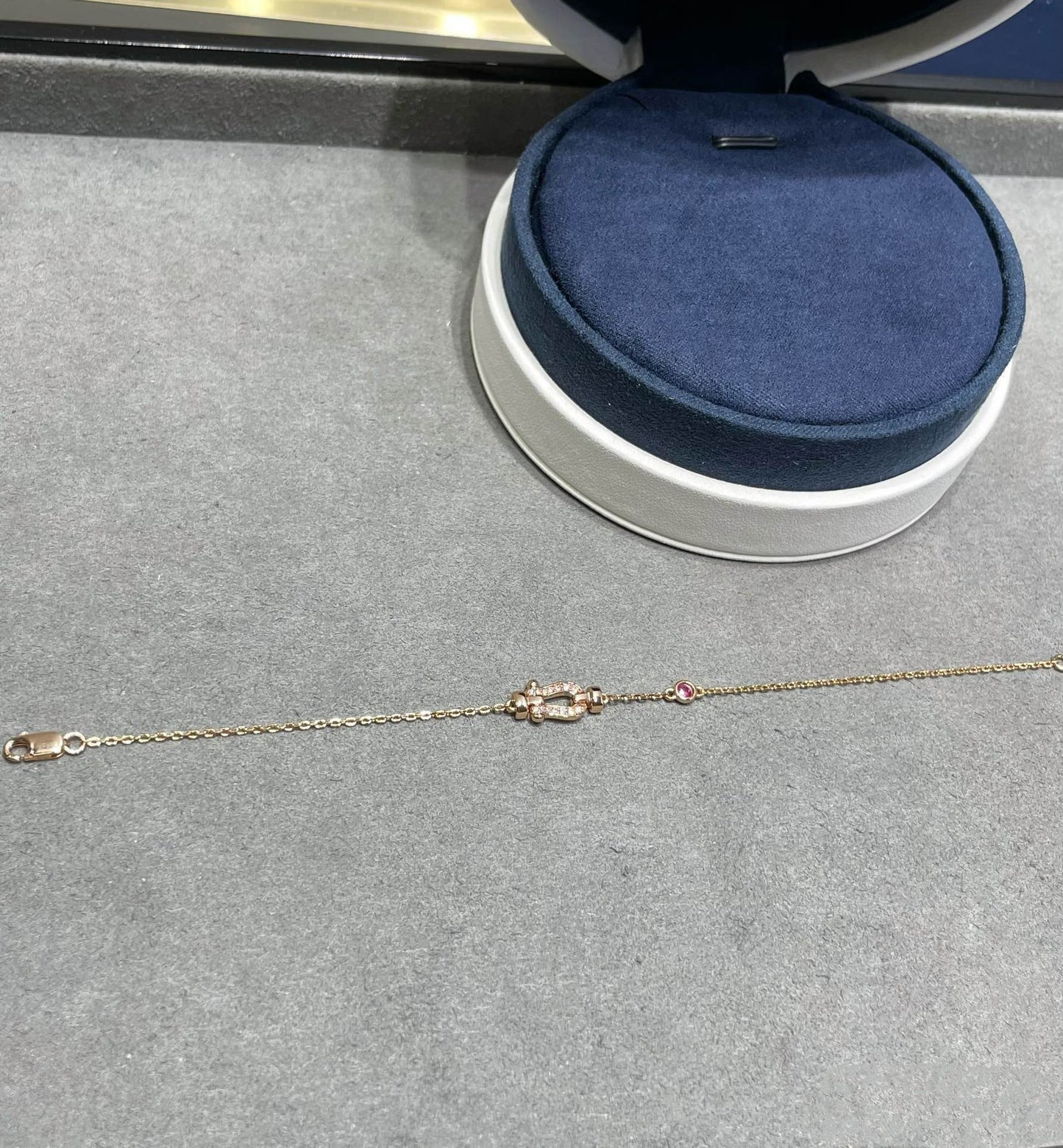 [moco jewelrys]FORCE 10 DIAMOND CHAIN LINK PINK GOLD BRACELET