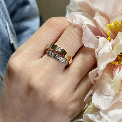 [moco jewelrys]LOVE PINK GOLD SILVER DIAMOND DOUBLE RING