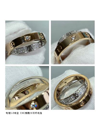 [moco jewelrys]LOVE PINK GOLD SILVER DIAMOND DOUBLE RING