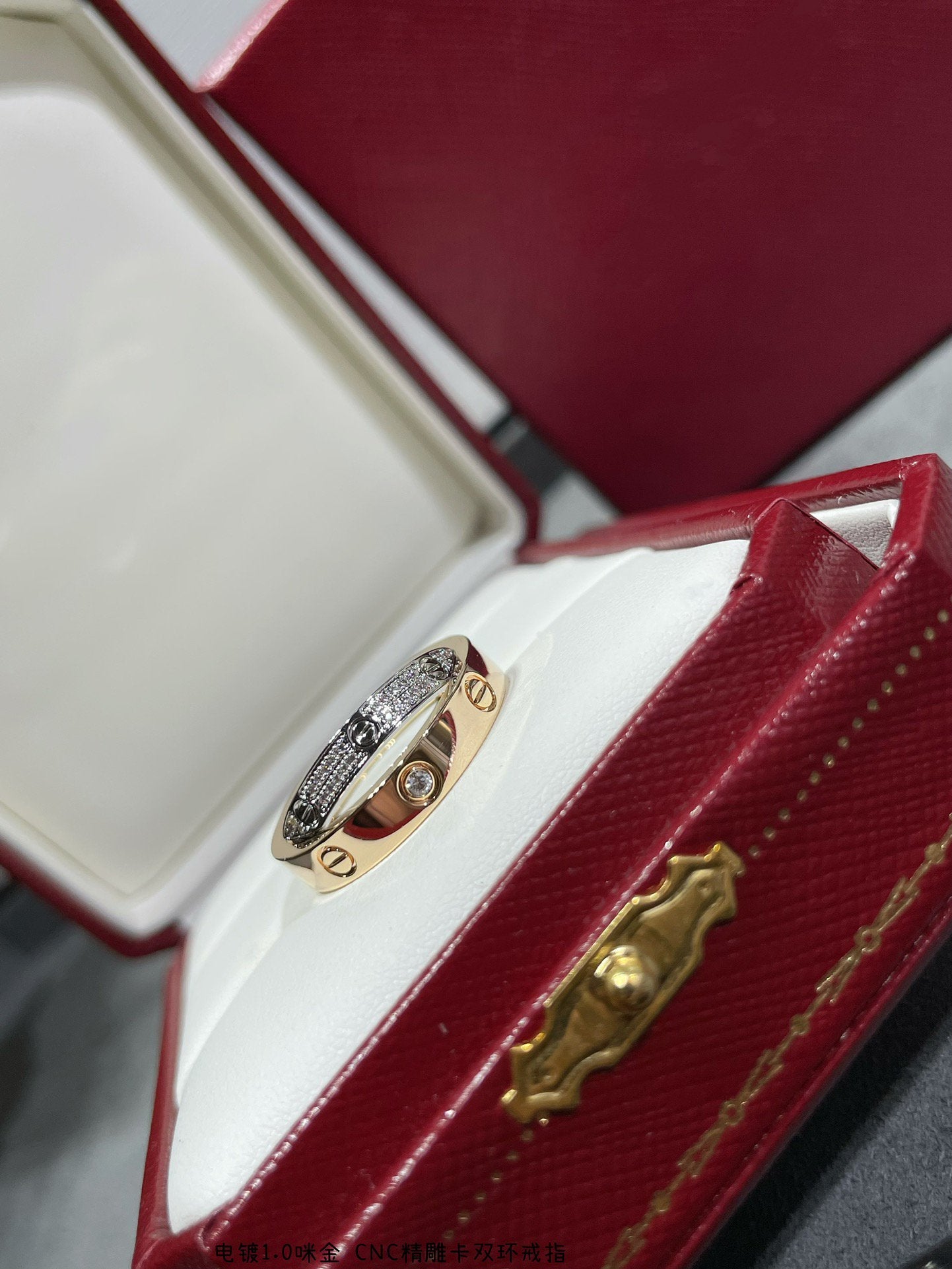 [moco jewelrys]LOVE PINK GOLD SILVER DIAMOND DOUBLE RING