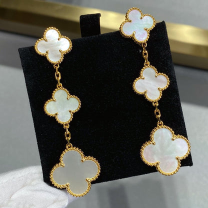 [moco jewelrys]CLOVER MOP 3 MOTIFS GOLD EARRINGS