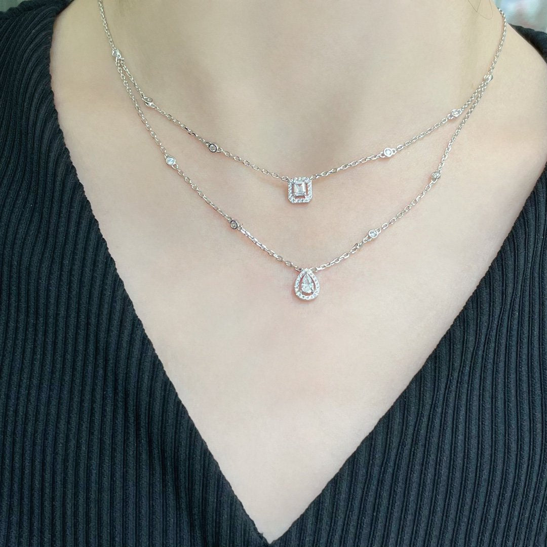 [moco jewelrys ]MY TWIN 2 ROW DIAMOND NECKLACE