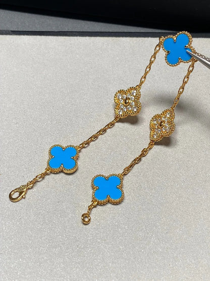 [Moco jewelrys] CLOVER 5 MOTIF BLUE AGATE BRACELET COLLECTION