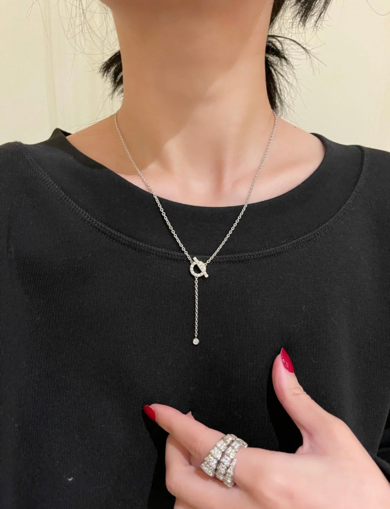 [moco jewelrys]FINESSE SILVER DIAMOND NECKLACE