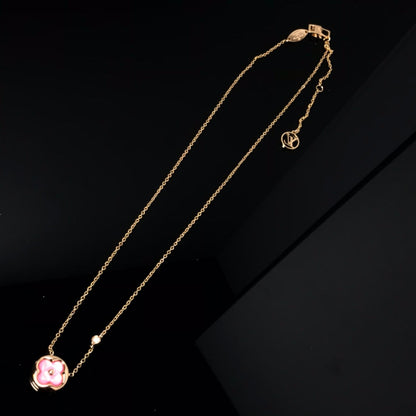 [moco jewelrys]COLOR BLOSSOM PINK MOP SUN GOLD NECKLACE