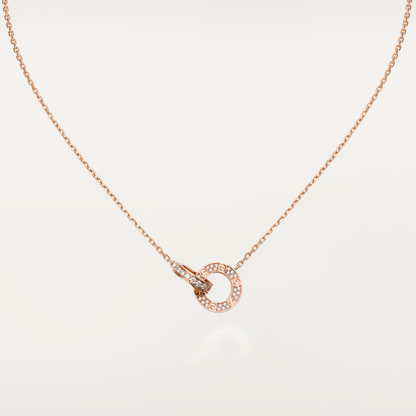 [moco jewelrys]LOVE 7.6MM NECKLACE ROSE GOLD AND SILVER  FULL DIAMOND