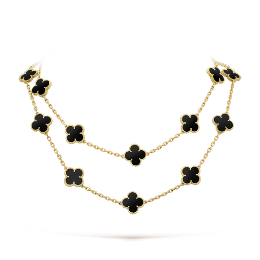 [moco jewelrys]CLOVER 20 MOTIFS ONYX NECKLACE