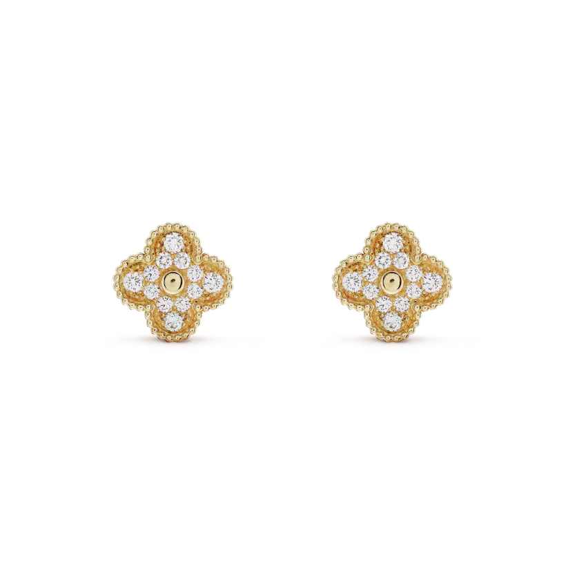 [moco jewelrys]CLOVER MEDIUM 1 MOTIFS FUll DIAMOND EARRINGS
