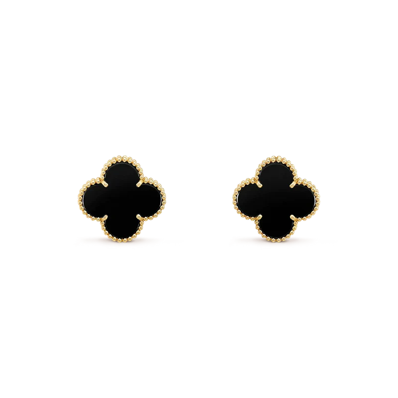 [moco jewelrys]CLOVER MEDIUM 1 MOTIFS  ONYX STUD EARRINGS