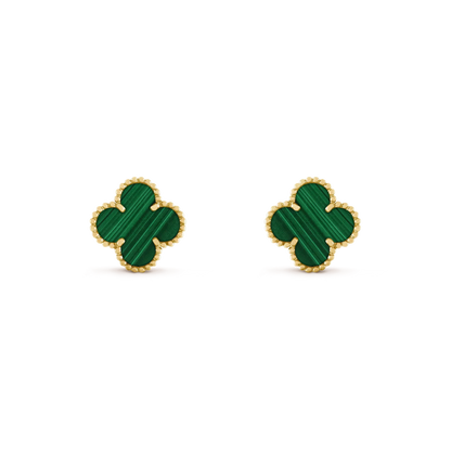 [moco jewelrys]CLOVER MEDIUM 1 MOTIFS MALACHITE  EARRINGS