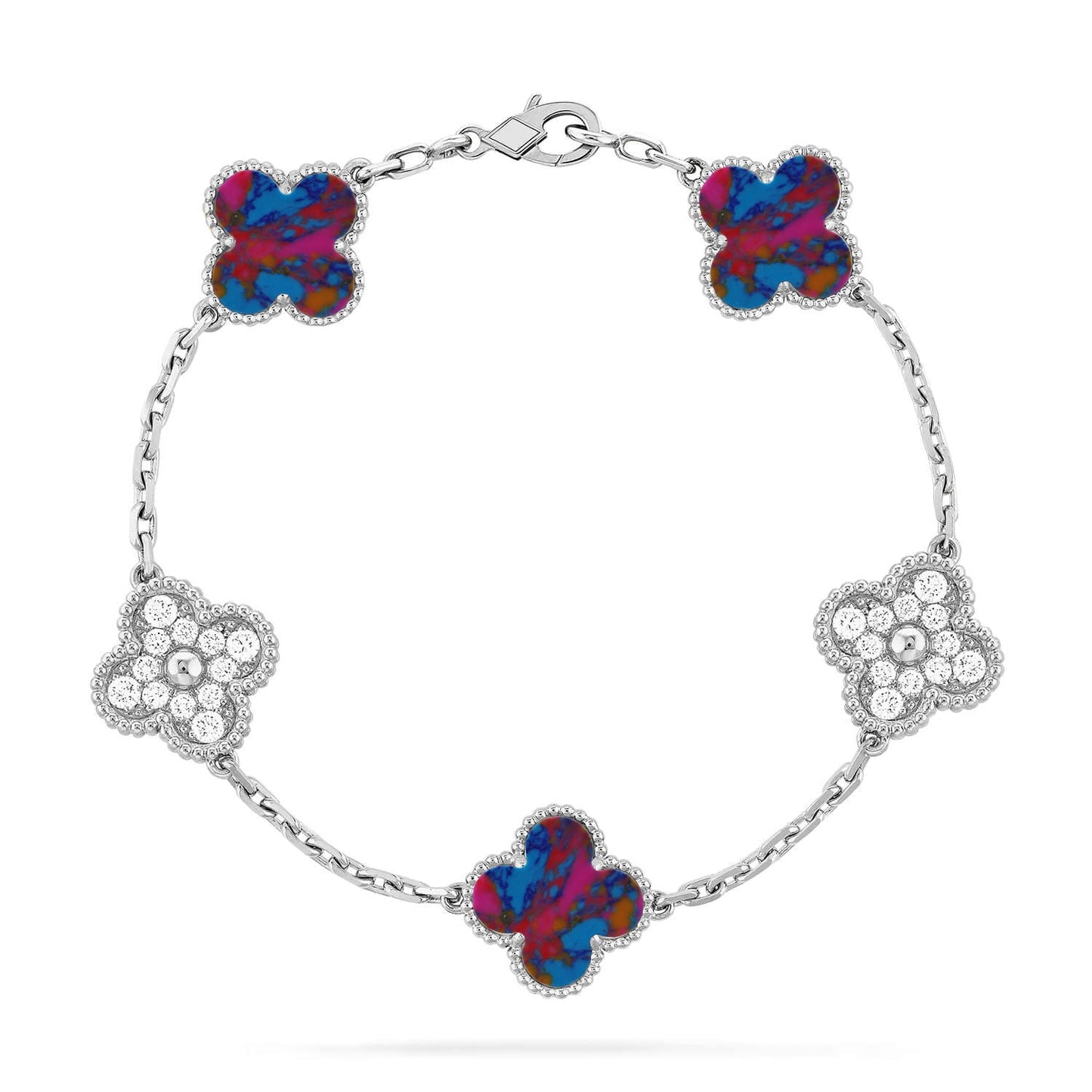 [Moco jewelrys]CLOVER 5 MOTIF COLOR GEMSTONES BRACELET COLLECTION