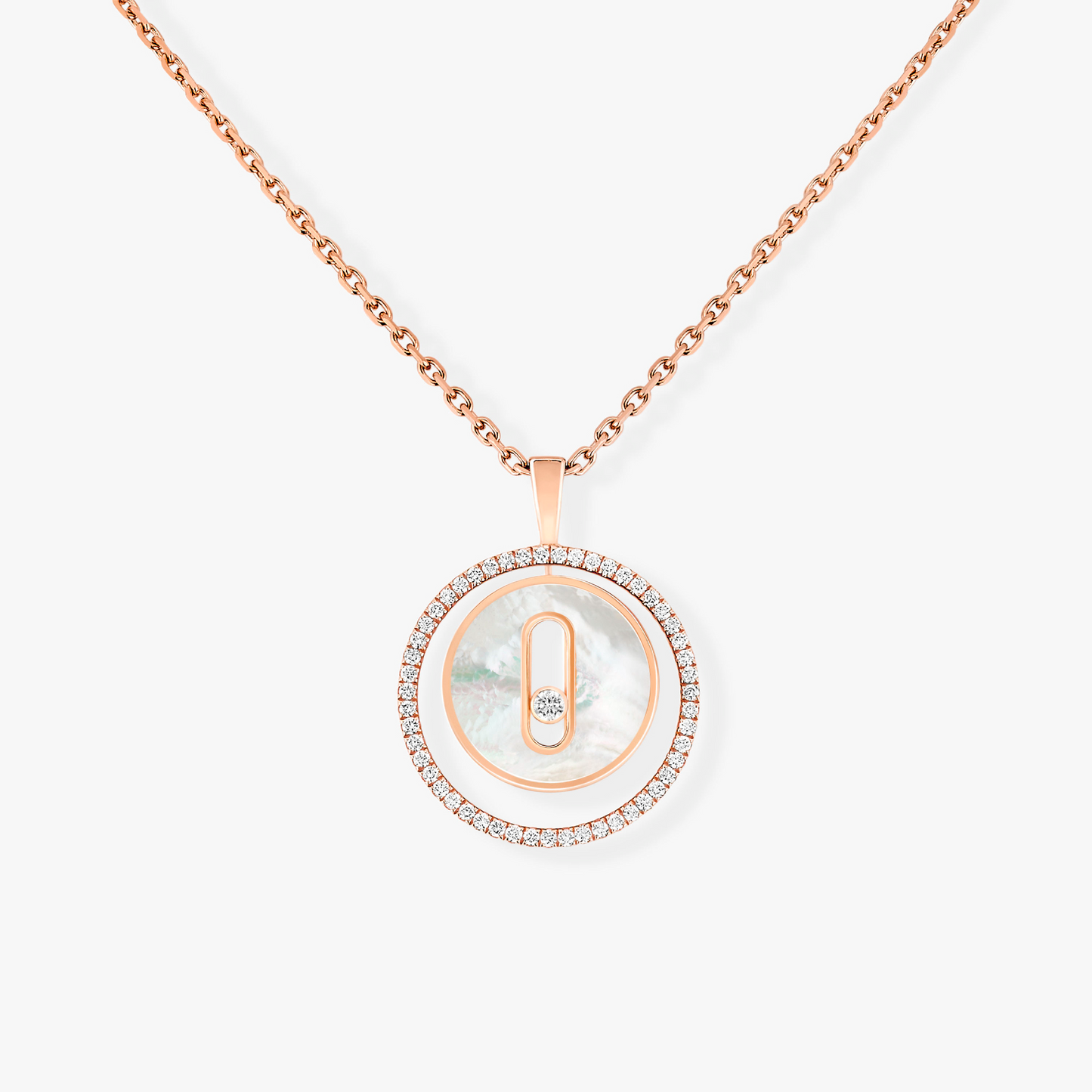 [moco jewelrys ]moco jewelrys MOVE 1 DIAMOND WHITE MOTHER OF PEARL PINK GOLD DIAMOND NECKLACE