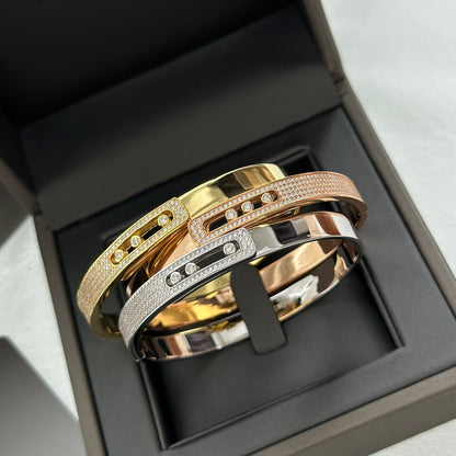 [moco jewelrys ]Move Noa Rose Gold Pavé Diamond Bangle Bracelet