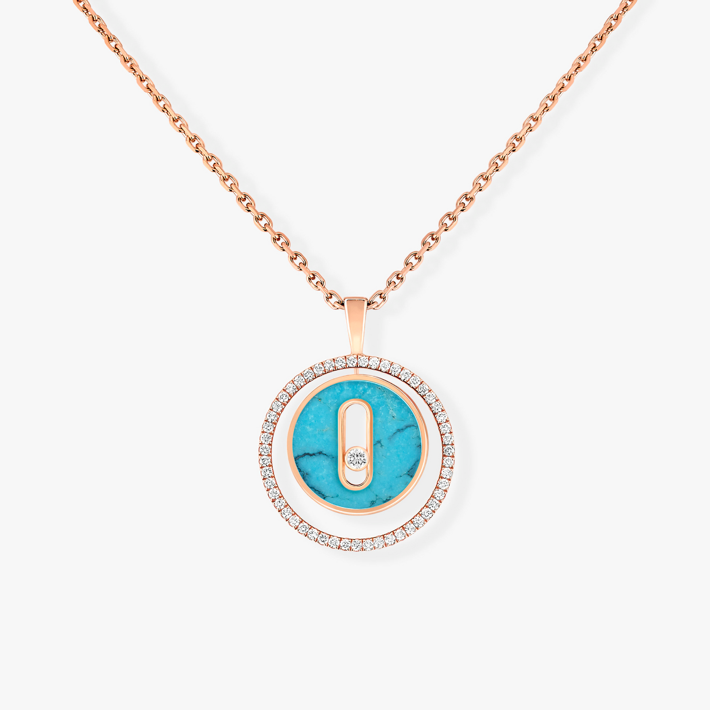 [moco jewelrys ]moco jewelrys MOVE 1 DIAMOND TURQUOISE PINK GOLD DIAMOND NECKLACE